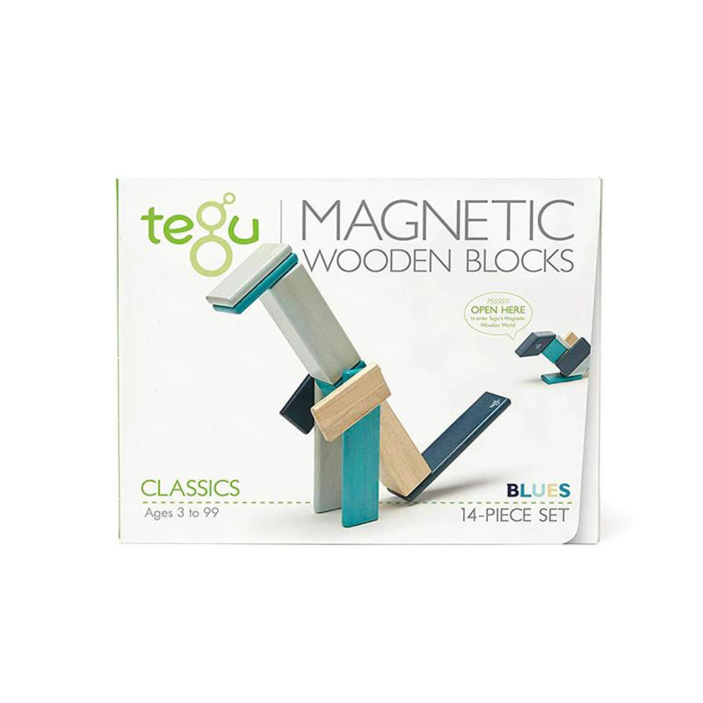 Tegu houten magnetische blokken blauw set