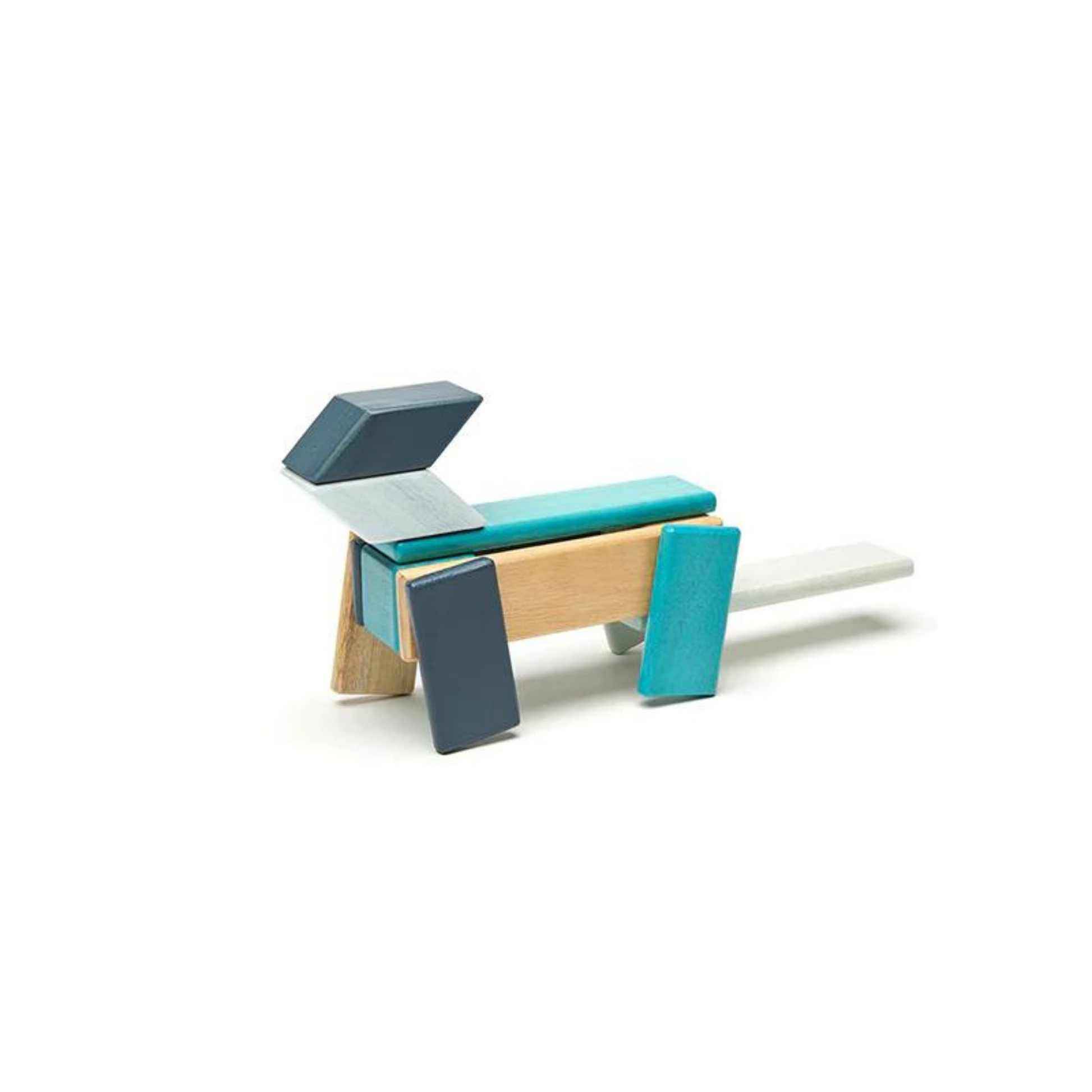 Tegu houten magnetische blokken blauw 14 stuks set voorbeeld leeuw