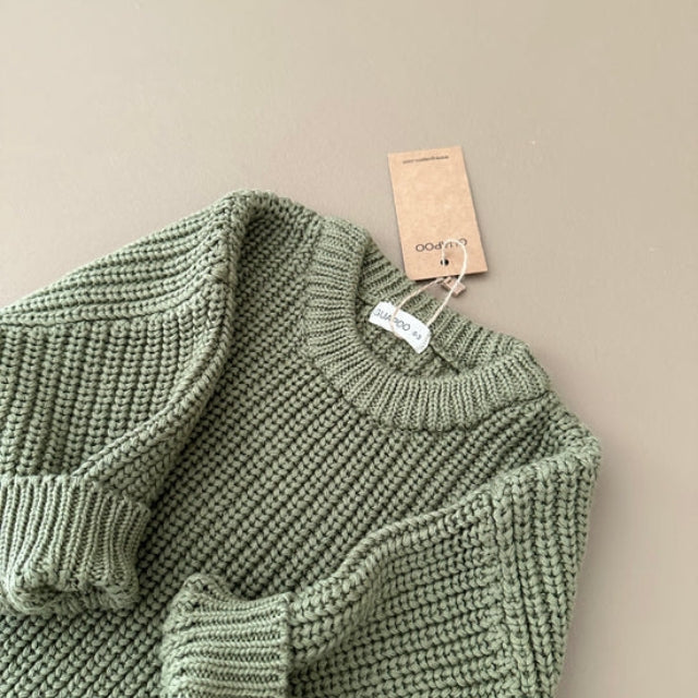 Guapoo chunky sweater khaki voorbeeld