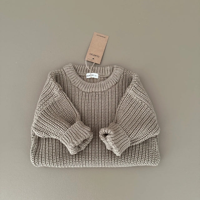 Guapoo chunky sweater taupe voorbeeld