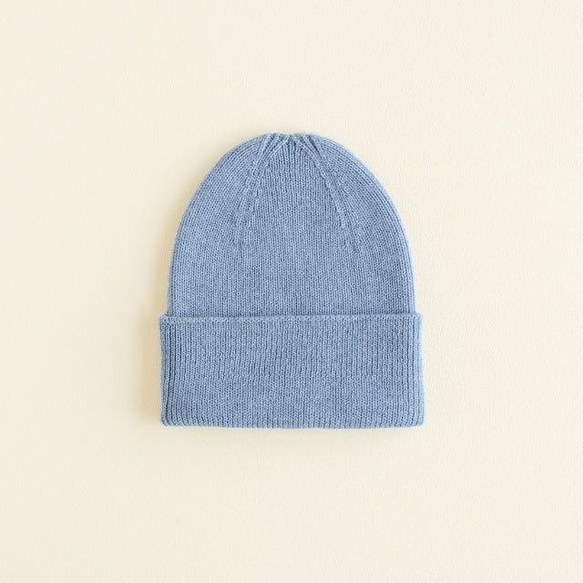 merinowol muts beanie blauw hvid