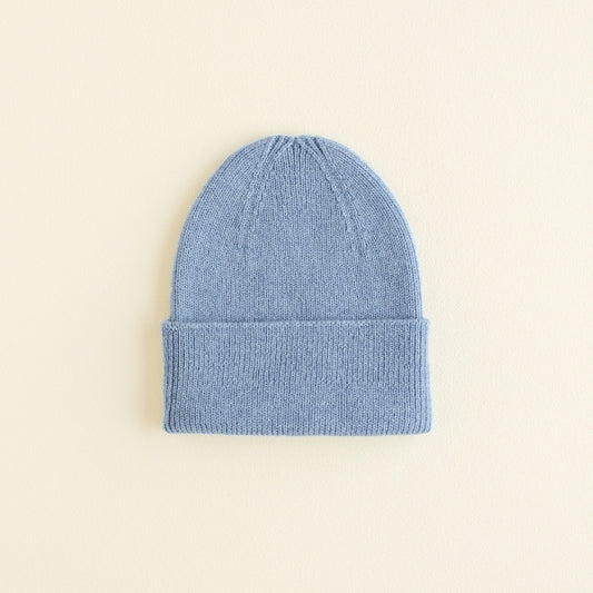 merinowol muts beanie blauw hvid