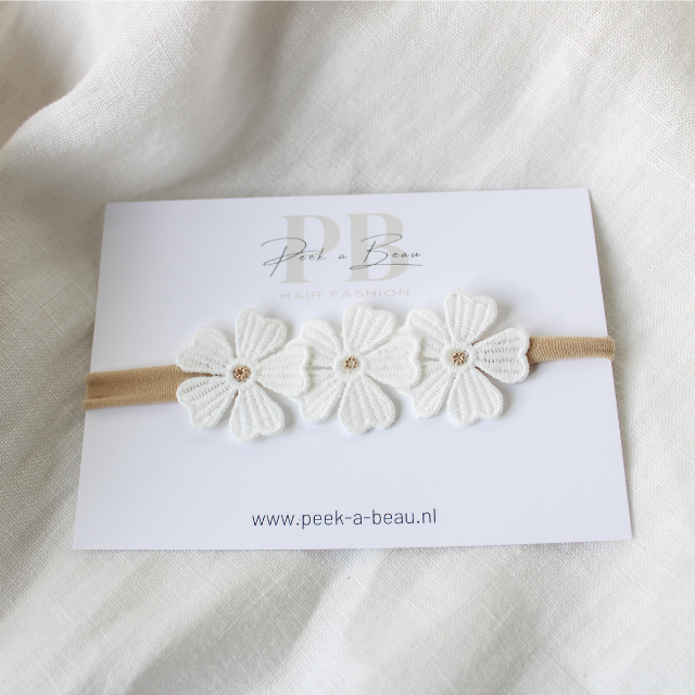 Peek-a-Beau haarbandje wit bloemen 