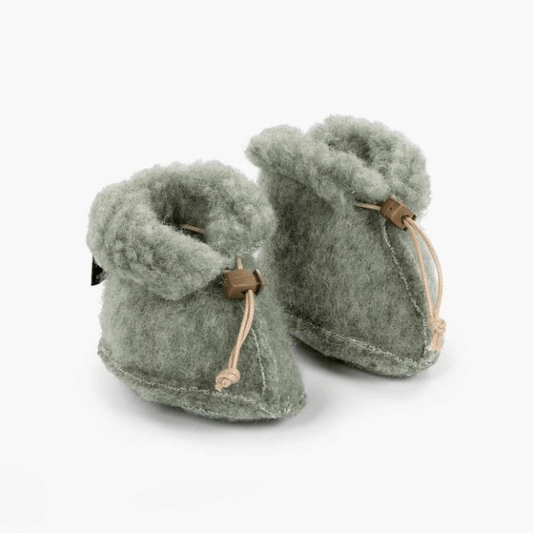 KiCo label 100% wol babyslofjes groen